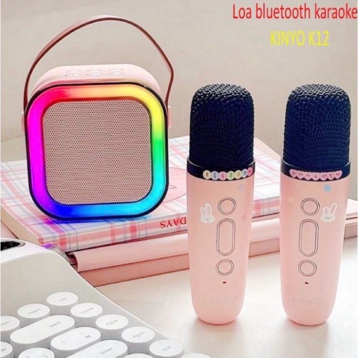 Loa bluetooth mini hát karaoke tặng kèm 2 mic nhỏ  gọn mang theo mọi nơi mic có thể thay đổi giọng