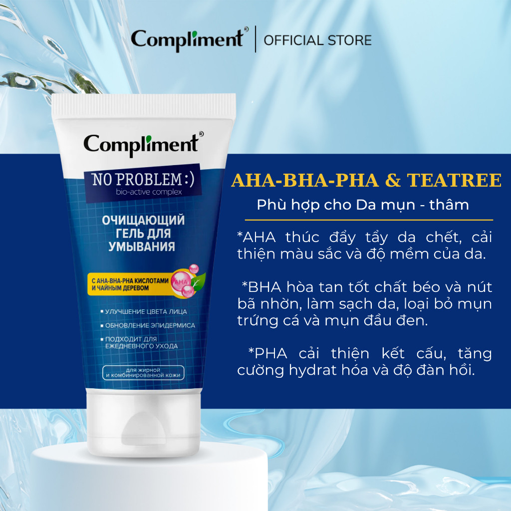 Gel Rửa Mặt Compliment No Problem sạch sâu ngừa mụn, giảm viêm | BigBuy360 - bigbuy360.vn