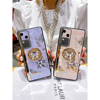 Ốp YJD Cho Vivo V30 Pro Diamonds Butterfly Ring Vỏ Điện Thoại Chống Sốc
