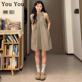 You You You Summer mới màu trơn thiết kế váy vest cảm giác ren đơn giản dáng rộng không tay váy nhỏ xu hướng nữ