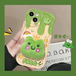 Thích Hợp IPhone 13 Pro Max IPhone 14 15 Pro Max Ốp Điện Thoại Cho IPhone 11 12 Pro Max X XR XS Max SE 7 Plus 8 Plus Ếch Đáng Yêu Lông Tơ Phụ Kiện Động Vật Dễ Thương Thái Tử Ếch