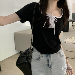 Áo thun ngắn tay cổ vuông dành cho nữ