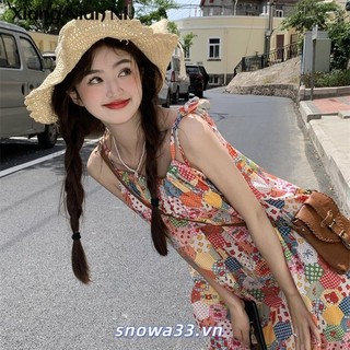 Xiang NIAN NI Váy treo hoa dành cho nữ mùa hè 2024 mới ngọt ngào giảm tuổi độc đáo siêu đẹp nối ren váy dài
