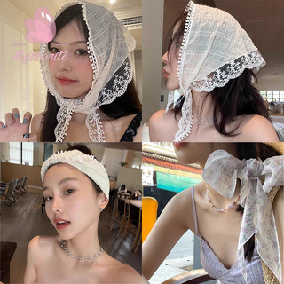 Mùa Hè Ren Tam Giác Khăn Trùm Đầu Tam Giác Khăn Đầu Bé Gái Hàn Quốc In Hình Turban Gothic Khăn Phụ Kiện Tóc Nữ