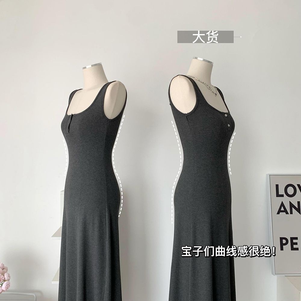 Đầm Vest Thiết Kế Cao Cấp SUN11 Đầm Mùa Xuân Sling 2023 Dệt Kim Đen