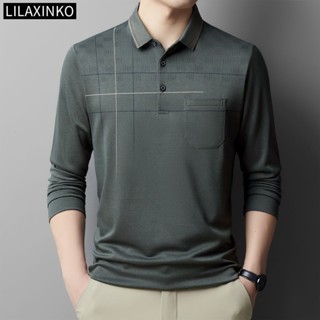 Áo Polo Nam Quần Áo Cotton Ca Rô Kẻ Sọc Cơ Bản Dài Tay Áo Sơ Mi Top Áo Sơ Mi Cổ Điển Thời Trang Quần Áo Bỏ Túi