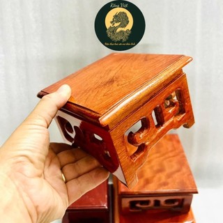 Đế gỗ kê tượng thần tài thổ địa RỒNG VIỆT, Nhất sơn gỗ hương, đôn gỗ vuông trang trí ban thần tài