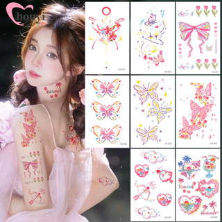 Sản phẩm trang điểm nữ - Decal xăm giả chống thấm nước - Hình xăm trang trí nghệ thuật cơ thể - Dành cho ngực, vai, cổ, cánh tay - 1 tờ Nhãn dán hình xăm tạm thời hình bướm đầy màu sắc