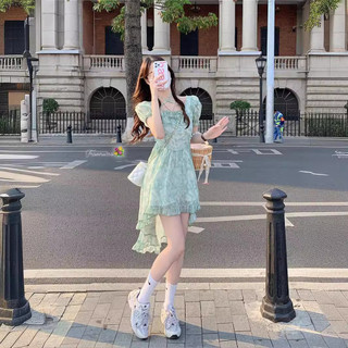 Sixty-eight🎀Đầm Ngắn Dây Hoa Nữ Mùa Hè Ngọt Ngào Phong Cách Pháp NVZA167