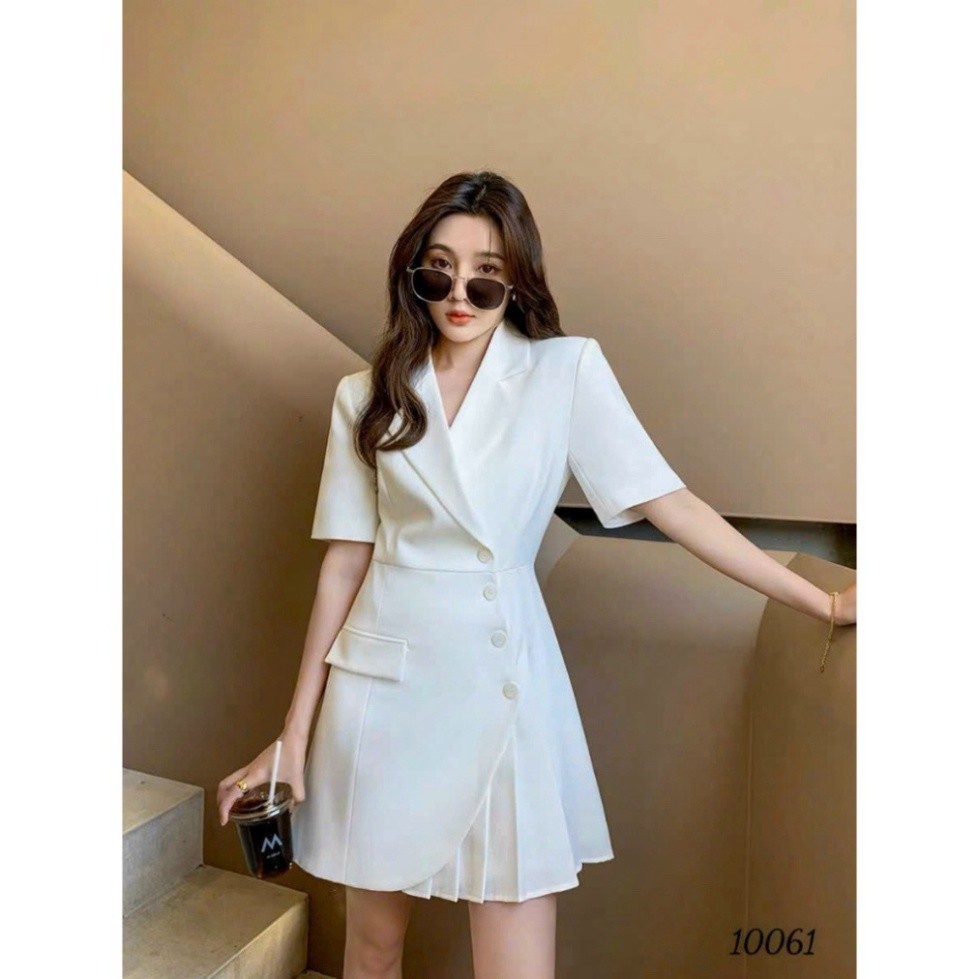 Đầm Cổ Vest Dự Tiệc Vạt Chéo Xếp Ly Cao Cấp Có Bigsize DX015