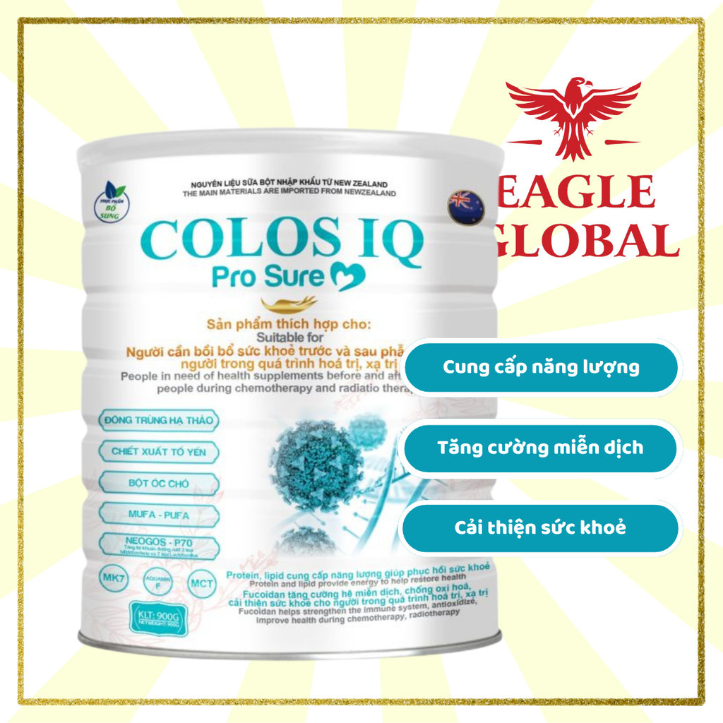 Sữa dinh dưỡng Colos IQ PRO SURE chiết xuất đông trùng hạ thảo hỗ trợ sức khỏe cho người đang chữa bệnh Eagle Global
