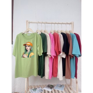 Áo phông Cotton hàn (Hàng Loại 1) in hình Cô gái áo xanh tóc xanh, Áo thun from rộng, mặc cho Nam và nữ chất đẹp -DT