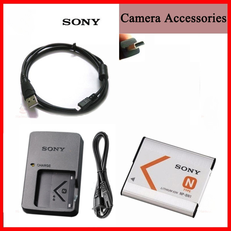 Phụ Kiện Máy Ảnh Sony DSC-W580 W620 W730 W800 W810 W830 Camera NP-BN1 Pin + Sạc + Cáp Dữ Liệu