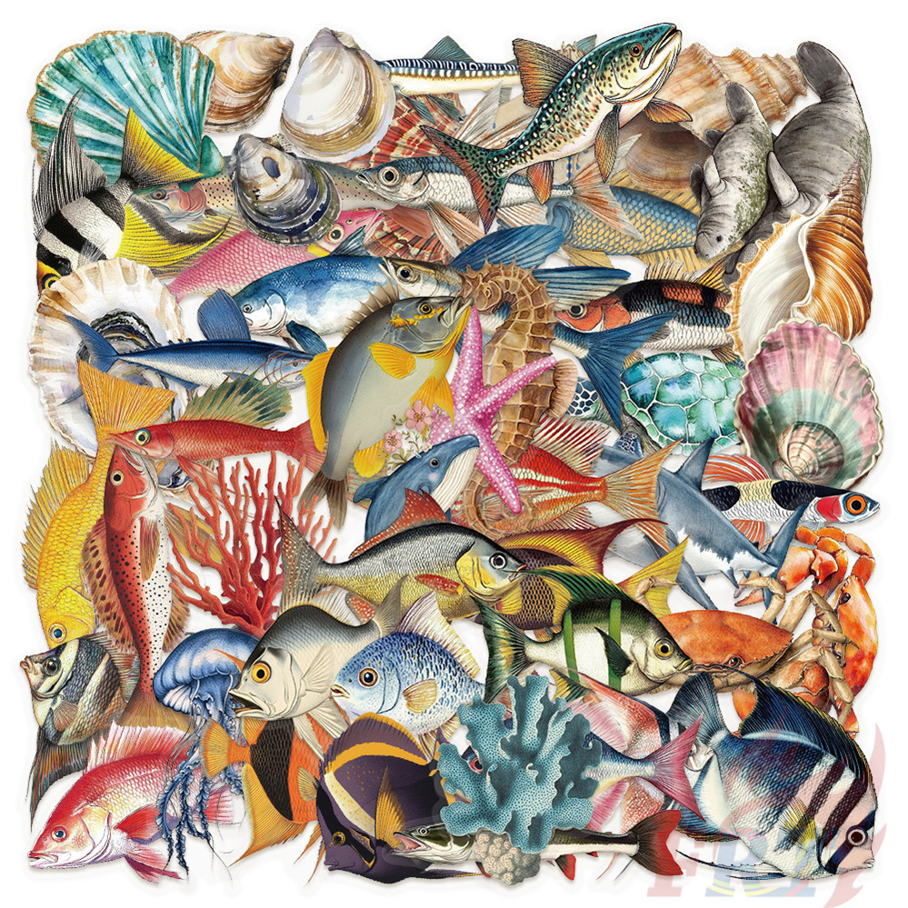 ❉ Nhãn dán thú cưng cá Abyssal ❉ 50 Cái / bộ DIY Thời Trang Chống Thấm Nước Đề Can Doodle Dán