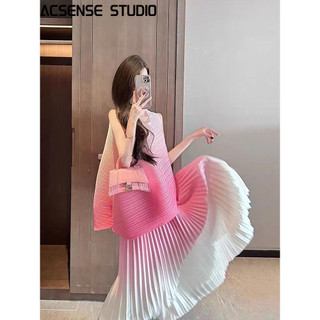 ACSENSE STUDIO set đồ nữ áo sơ mi nữ Chân Váy Hàn Phong Thể thao Fashion xu hướng WCS2410KHV 4Z240122