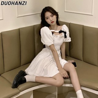 Đầm hai dây DUOHANZI phong cách Pháp cổ điển thời trang cho nữ