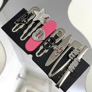 Phong Cách Thoáng Mát Bảy Mảnh Tóc Dopamine Cô Gái y2k Kẹp Tóc Tình Yêu Kim Cương Giả Chữ Vịt Kẹp Tóc Mũ Đội Đầu