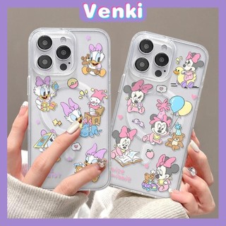 VENKI - Ốp điện thoại Cho iPhone 15 Pro Max iPhone 11 Ốp Lưng Từ Tính Mạnh Acrylic Trong Suốt Cứng Ban TPU Mềm Khung Chống Sốc Vịt chuột dễ thương Tương thích với iPhone 14 13 12 11 XS XR 7Plus 8Plus