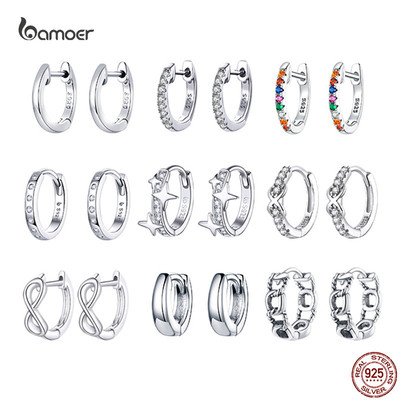 Bamoer Vòng Bông Tai Nữ Phong Cách Hợp Thời Trang Chính Hãng Bạc 925 Bông Tai Đơn Giản Chống Dị Ứng Thời Trang Cưới Trang Sức
