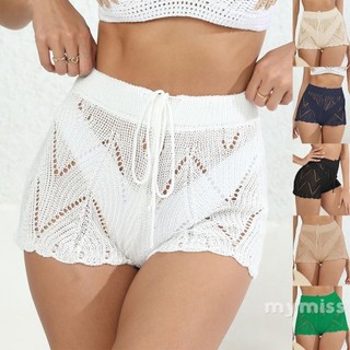 Mymiss1-nữ đồ bơi móc cutout bikini đáy che quần short cho đồ bơi đi biển mùa hè