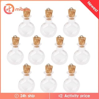 10 Chiếc Nhỏ Rỗng Chai Thủy Tinh Wish Mặt Dây Chuyền Quyến Rũ Lọ Có Nút Chai Để Làm Vòng Cổ Vòng Tay - Treo Đồ Trang Trí
