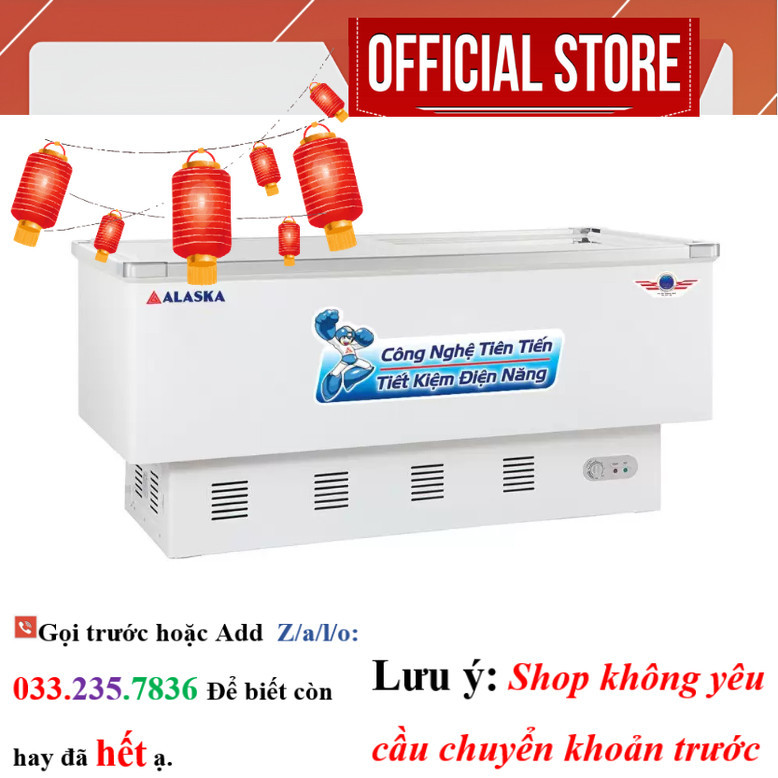Tủ đông kính phẳng Alaska SD-8W, 800L, màu trắng, kích thước 900x2000x850mm