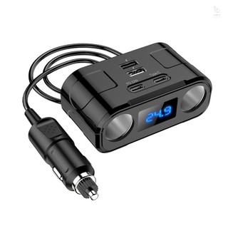Bộ sạc ô tô PD + QC3.0 + Bộ chuyển đổi sạc nhanh USB kép Bộ chia nguồn 2 ổ 12-24V có đèn LED phát hiện điện áp cho ô tô, xe tải SUV