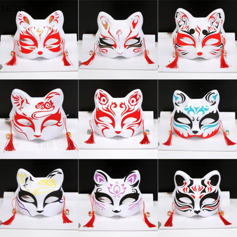 1 Mặt nạ cáo Anime Mặt nạ mèo nửa mặt Mặt nạ hóa trang Lễ hội Đảng Cosplay Đạo cụ MỚI