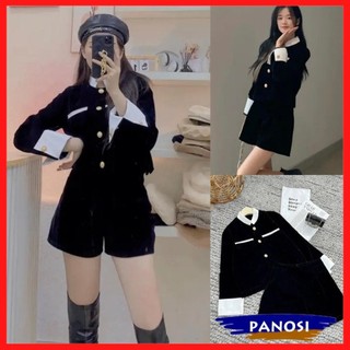 Set áo nhung kèm quần short nhung trẻ trung sang trọng set váy áo mặc tết xinh B31 PANOSI