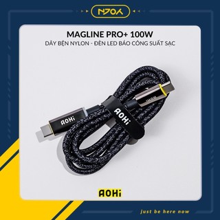 Cáp sạc nhanh type c 100w dây dù chống rối có đèn led cho điện thoại laptop máy tính bảng xiaomi huawei aohi njoyshop