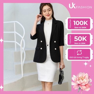Áo Vest Công Sở Nữ UK Fashion Thiết Kế Tay Lỡ Dáng Suông Chất Liệu Vải Hàn Cao Cấp NKSM2208002