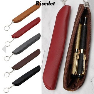 Risedot Túi đựng bút chì PU sáng tạo phong cách cổ điển Túi đựng bút cầm tay tối giản