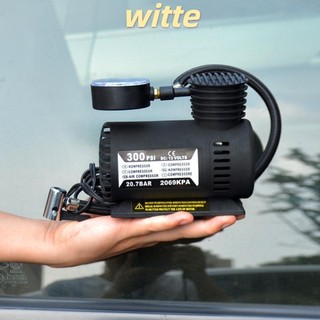 Máy bơm lốp ô tô WITTE, Máy bơm hơi lốp máy nén DC 12V, Xe đạp Mini có đồng hồ đo áp suất cơ khí Máy bơm lốp điện di động