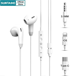 Suntaiho chính hãng tai nghe có dây có micrô Giao diện Lightning Type-c Cho Iphone 15 14 13 12 11 Pro Max IP 5 6 7 8 Plus X Xs Xr XsMax