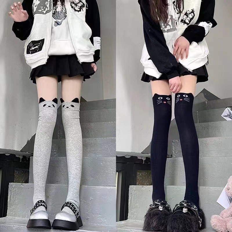 Best-seller on douyin#Women's Autumn and Winter Panda over the Knee Stockings Cartoon Cat Socks Calf Socks Slimming Women's Socks Stockings SweetMQ3L