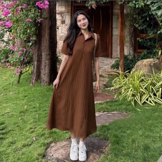 Đầm sơ mi đũi gân polo dáng dài Myra Vay825/P13K21