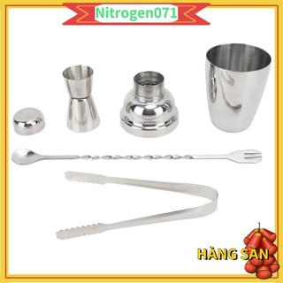 Nitrogen071 bình lắc pha cocktail thép không gỉ 304 với đôi kết thúc cốc đo kem kẹp muỗng khuấy uống trộn bộ cho martini