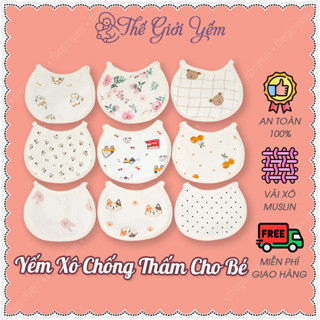 Yếm Xô Muslin Cho Bé Sơ Sinh Từ 0 Đến 2 Tuổi Có Chống Thấm Dây Buộc Tiện