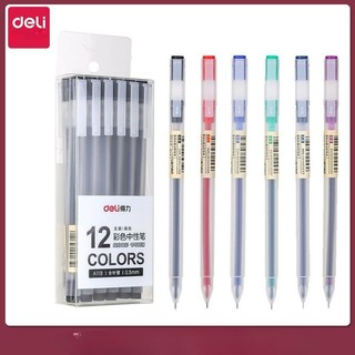 Bút gel Deli nhiều màu A119 Bút mực thân trong tốc kí, highligh ngòi 0.5mm