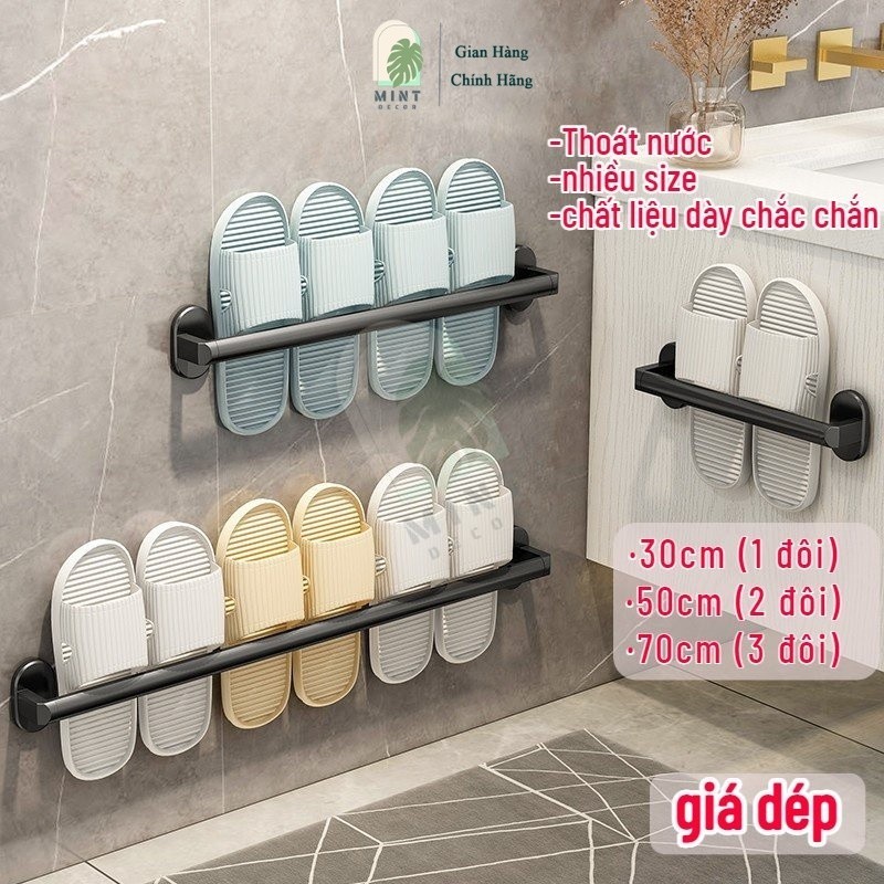 Giá dép kệ dép thanh treo giày dép gắn tường MINT DECOR không khoan tường gia dụng tiện lợi thanh treo khăn tắm nhà tắm