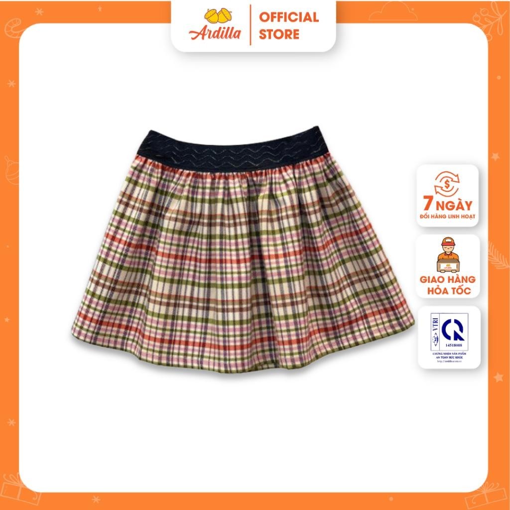 Chân Váy Caro Bé Gái ARDILLA Thiết Kế Dáng Ngắn, Cạp Chu Co Giãn Màu Sắc Tươi Sáng Cho Bé 2-13 Tuổi K140GW20