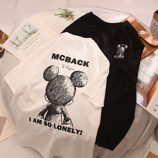 Áo thun cotton nam nữ hình mickey Im so lonely dáng rộng Unisex cho mùa xuân hè