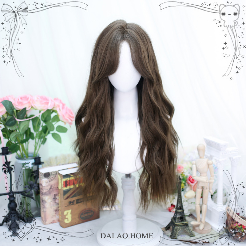 Boss 's Wig Lolita Full Headgear Nữ {2622} Water Ripple Hai Chiều Phong Cách Nhật Bản Mô Phỏng cos Tóc Dài