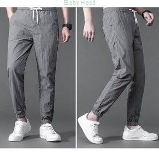 Men Thin Suits Pants Casual Lace-up Elastic Loose Straight Sweat Trousers#BBHOOD