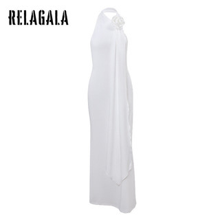 RelaGala Nữ Mới Thời Trang Gợi Cảm Không Lưng Tính Khí Hoa Trang Trí Cổ Đầm