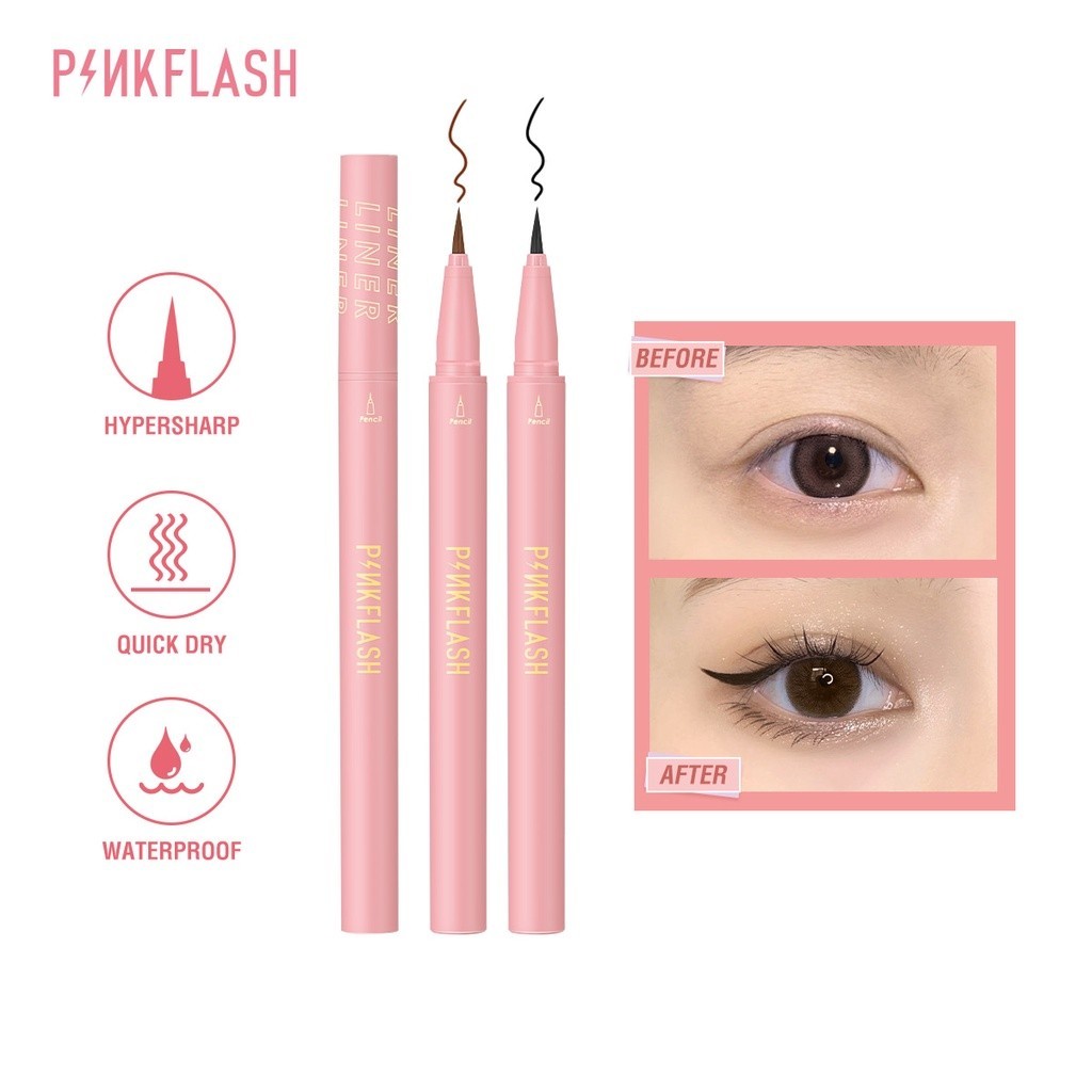 Bút kẻ mắt dạng lỏng khô nhanh PINKFLASH chính hãng Hypersharp Chống thấm nước Transferpoof Nhanh khô lâu trôi Siêu mịn 0.1mm TIP