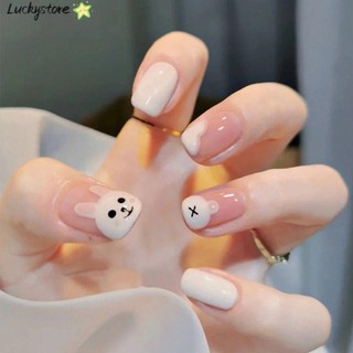 Bộ 24 Móng Tay Giả Đầu Tròn/Vuông Có Thể Tháo Rời Che Phủ Toàn Diện