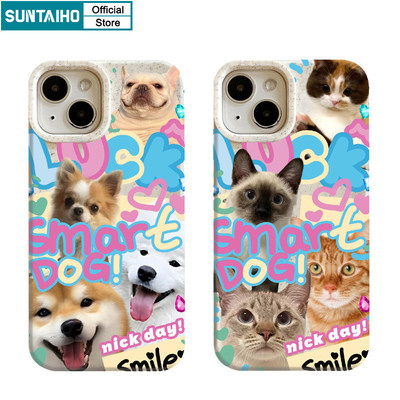 Suntaiho Ngộ nghĩnh Mèo Dễ Thương Họa Tiết Chó Ốp lưng Iphone 15 14 12 13 11 Pro Max IP 7 8 Plus Iphon X Xs XR Xs Max TPU Silicon Softcase Cao Cấp Chống Sốc Ốp Lưng