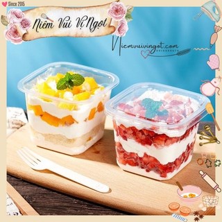 50 HỘP ~ Hộp Nhựa Vuông Đựng Bánh Lạnh, Bánh Mousse, Tiramisu (B10-08 | HT10-08)