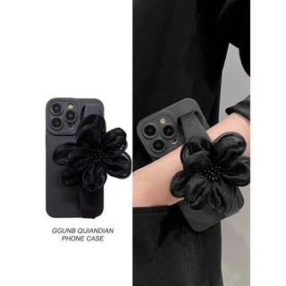 Thích hợp cho IPhone 11 12 Pro Max X XR XS Max SE 7 Plus 8 Plus IPhone 13 Pro Max IPhone 14 Pro Max Thiết kế dây đeo cổ tay hoa lớn màu đen dễ thương Thiết kế đơn giản và thanh lịch độc đáo